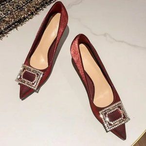 Fine heel temperament pointed single shoes